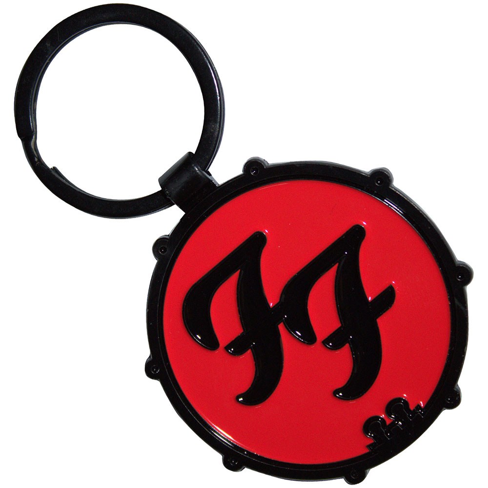 Foo Fighters - Ff Logo Drum Double-Sided Schlüsselring - Rot/Schwarz